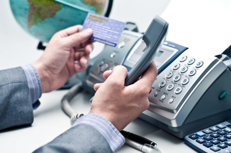 businessman hands phone card