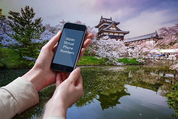 An image of a man using a virtual phone numbers in Japan.